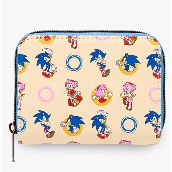 Loungefly Handbags - NWT Loungefly Sonic The Hedgehog‎ Amy Rose & Sonic AOP Mini Zipper Wallet
